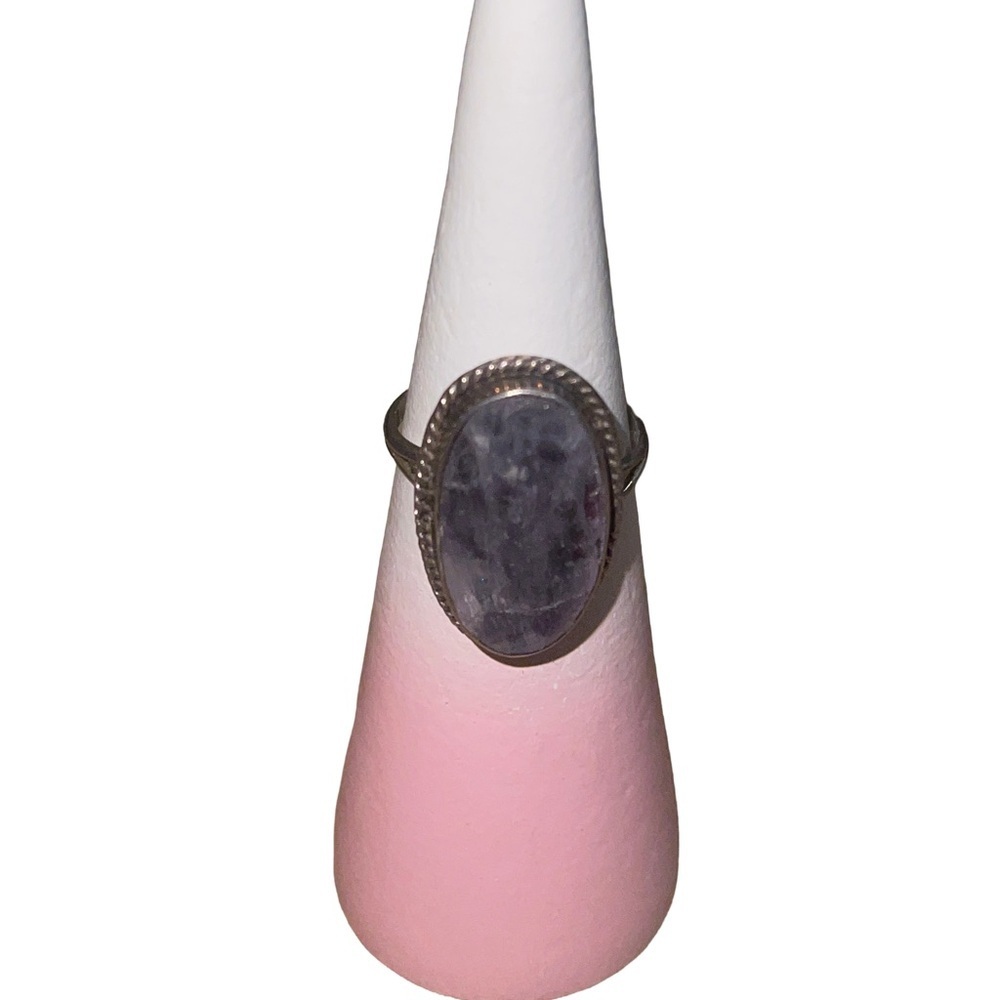 Sterling Silver Ring Purple Agate Stone detailed .925 Mexico stunning Sz. 8 VTG